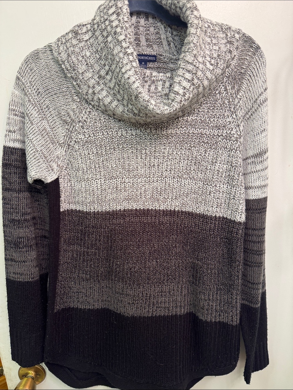 Northcrest Neutral Ombre Cowl Neck Sweater - Gray to Black